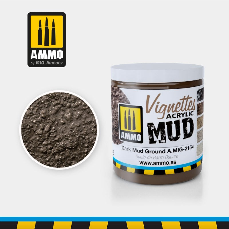 AMMO by Mig Jimenez A.MIG-2154 DARK MUD GROUND (100ML) - VIGNETTES ACRYLIC MUD - Hobby City NZ