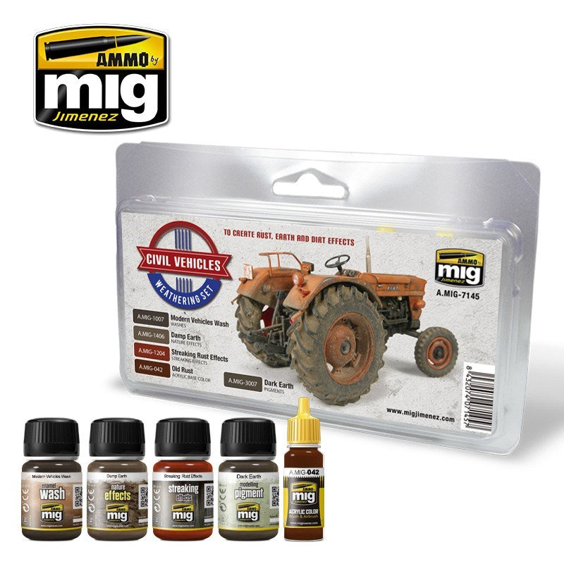 AMMO by Mig Jimenez A.MIG-7145 CIVIL VEHICLES WEATHERING SET (8170390061293)