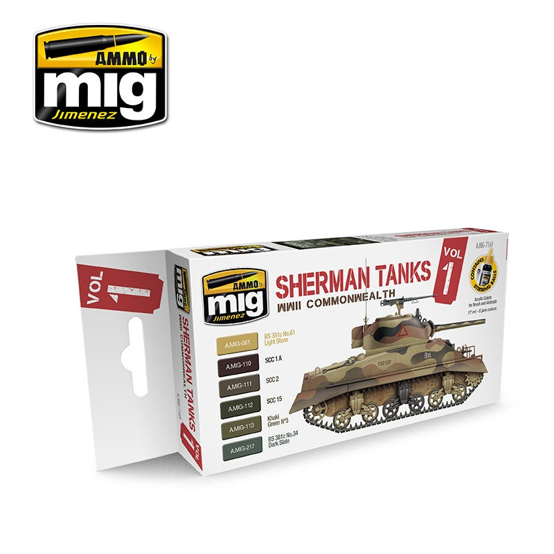 AMMO by Mig Jimenez A.MIG-7169 WWII COMMONWEALTH SHERMAN TANKS