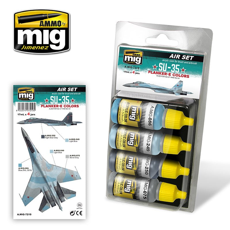 AMMO by Mig Jimenez A.MIG-7219 SU-35 FLANKER-E COLORS - Hobby City NZ