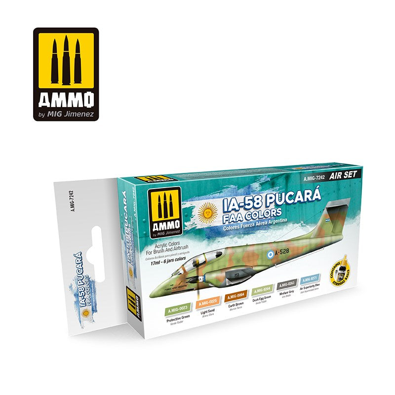 AMMO by Mig Jimenez A.MIG-7242 IA-58 PUCARA FAA COLORS - AIR SET (8170396418285)
