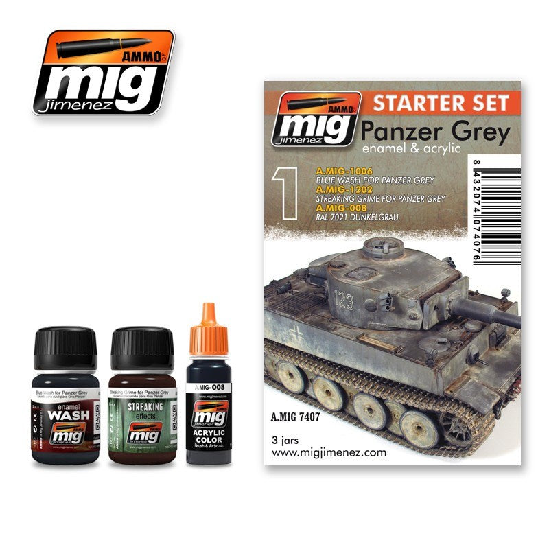 AMMO by Mig Jimenez A.MIG-7407 PANZER GREY SET - Hobby City NZ