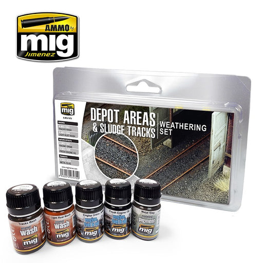 AMMO by Mig Jimenez A.MIG-7470 DEPOT AREAS - SLUDGE TRACKS WEATHERING SET - Hobby City NZ