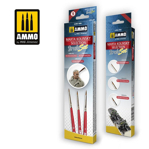 AMMO by Mig Jimenez A.MIG-7609 Marta Kolinsky Selection Brush Set - Hobby City NZ
