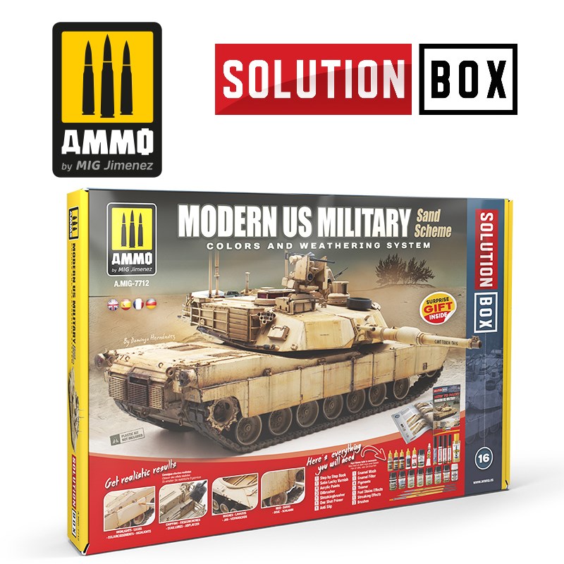 AMMO by Mig Jimenez A.MIG-7712 MODERN US MILITARY SAND SCHEME - SOLUTION BOX