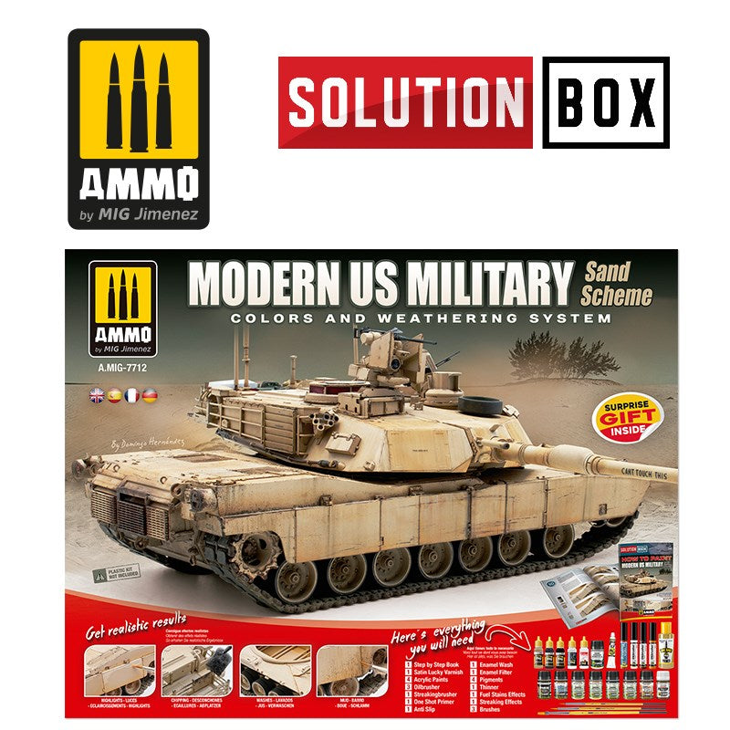 AMMO by Mig Jimenez A.MIG-7712 MODERN US MILITARY SAND SCHEME - SOLUTION BOX