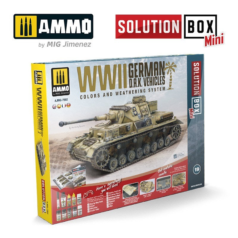 AMMO by Mig Jimenez A.MIG-7902 SOLUTION BOX MINI #19 WWII German D.A.K. Vehicles (8170400678125)
