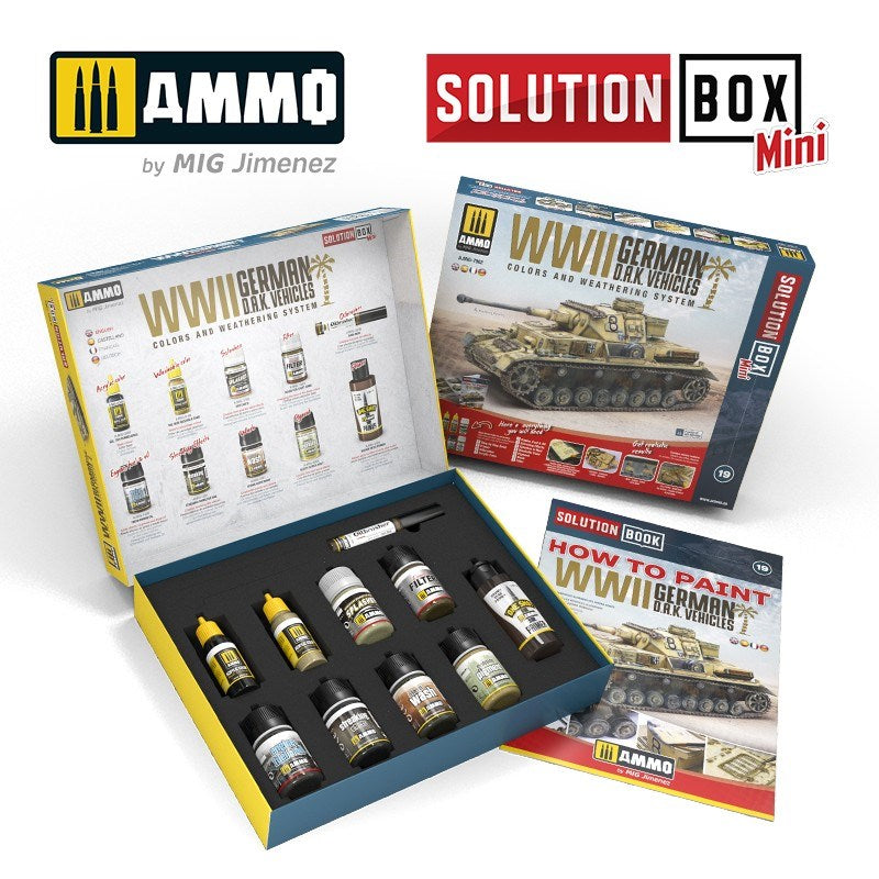 AMMO by Mig Jimenez A.MIG-7902 SOLUTION BOX MINI #19 WWII German D.A.K. Vehicles (8170400678125)