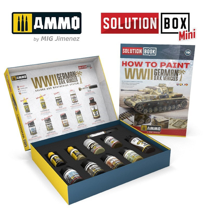 AMMO by Mig Jimenez A.MIG-7902 SOLUTION BOX MINI #19 WWII German D.A.K. Vehicles - Hobby City NZ