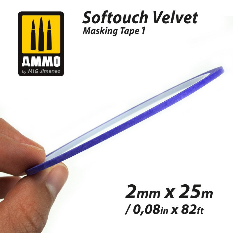 AMMO by Mig Jimenez 8240 SOFTOUCH VELVET MASKING TAPE 1 (2mm X 25M) (6657326121009)