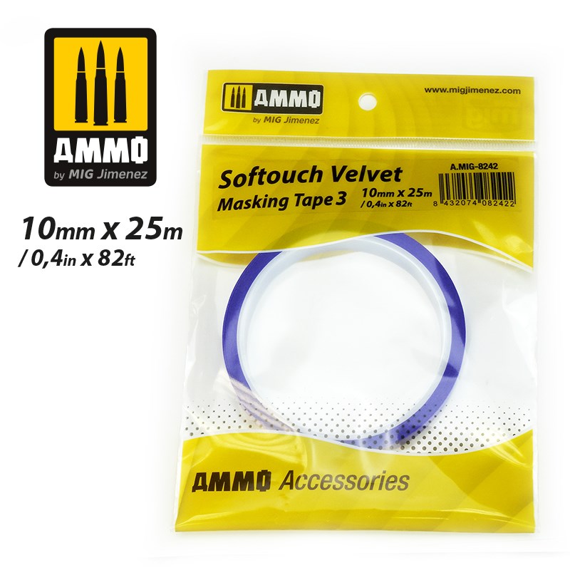 AMMO by Mig Jimenez 8242 SOFTOUCH VELVET MASKING TAPE 3 (10mm X 25M) (6657326415921)