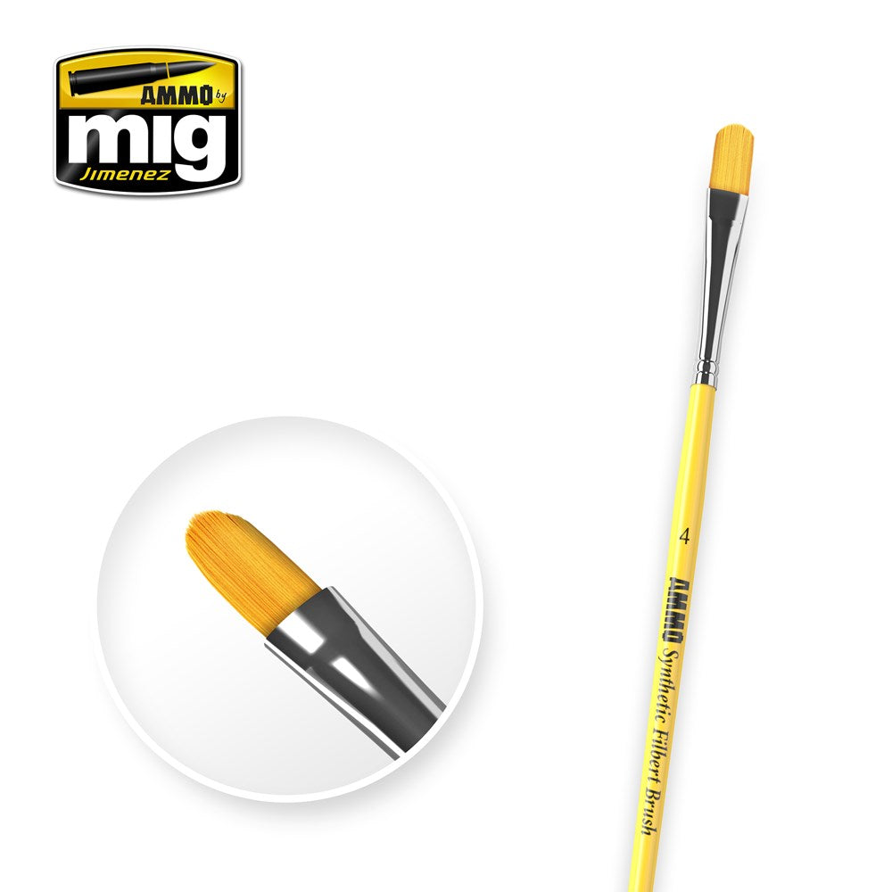 AMMO by Mig Jimenez A.MIG-8595 4 SYNTETIC FILBERT BRUSH (1885215391793)
