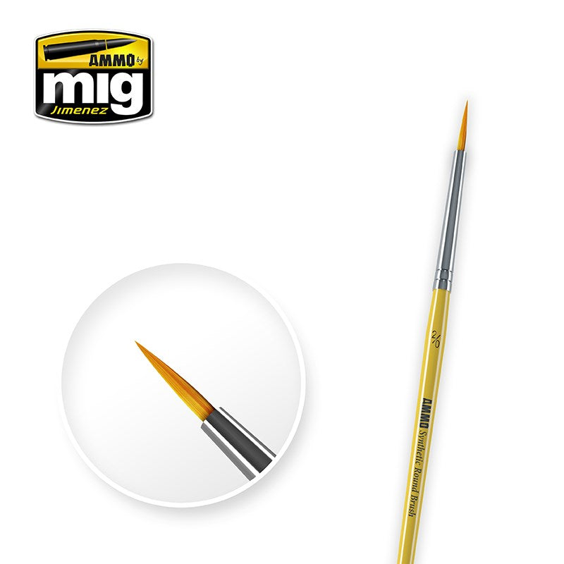 AMMO by Mig Jimenez A.MIG-8612 2/0 SYNTETIC ROUND BRUSH (1885216014385)