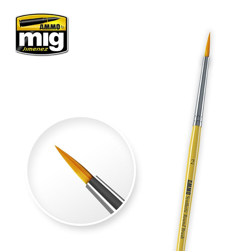 AMMO by Mig Jimenez A.MIG-8614 2 SYNTETIC ROUND BRUSH (1885216178225)