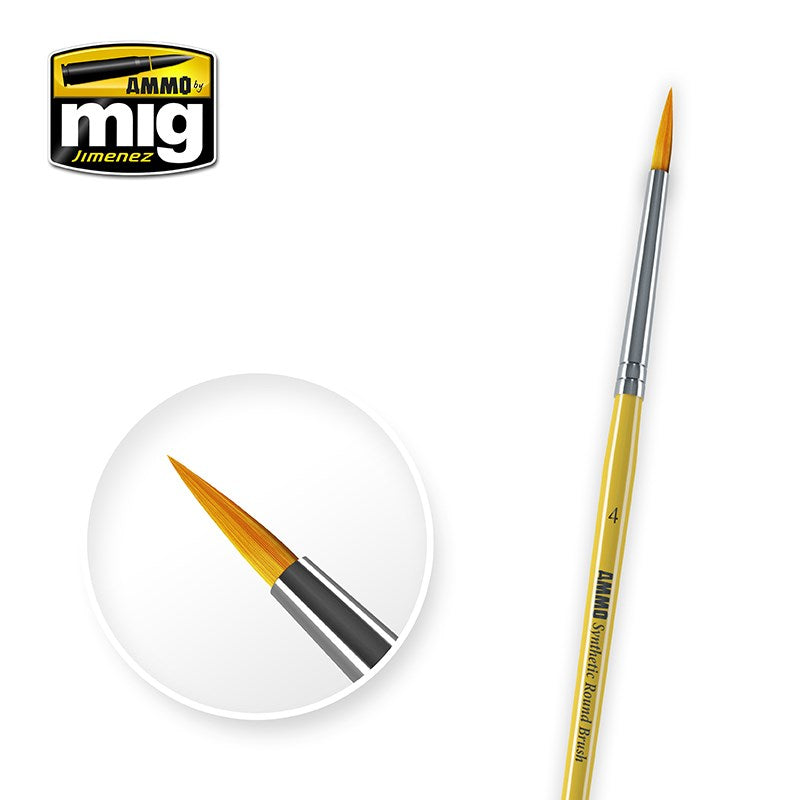 AMMO by Mig Jimenez A.MIG-8615 4 SYNTETIC ROUND BRUSH (1885216243761)
