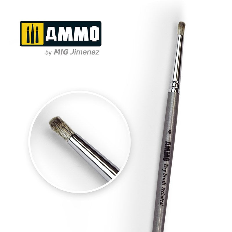 AMMO by Mig Jimenez A.MIG-8701 SIZE 4 AMMO DRYBRUSH TECHNICAL BRUSH (8170397499629)