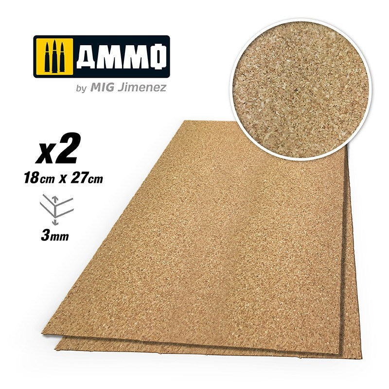 AMMO by Mig Jimenez A.MIG-8837 CREATE CORK Fine Grain (3mm) 2 pcs - Hobby City NZ