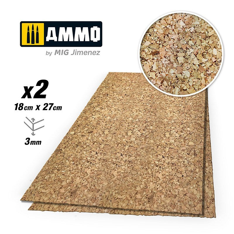 AMMO by Mig Jimenez A.MIG-8843 CREATE CORK Thick Grain (3mm) 2 pcs - Hobby City NZ