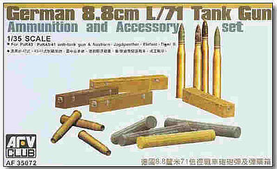 AFV Club AF35072 1/35 German 8.8cm L/71 Tank Gun Ammunition And Accessory Set (8964697358573)