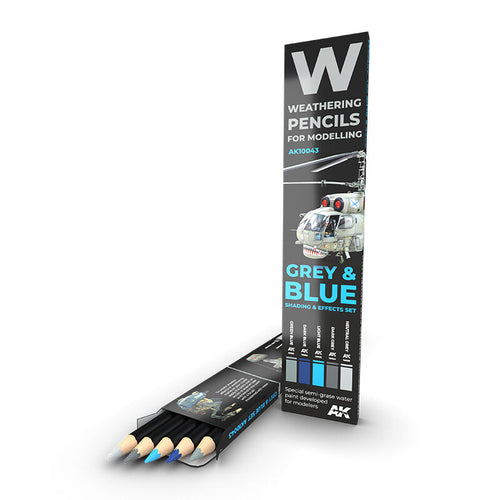 AK Interactive AK10043 Weathering Grey and Blue Camouflages Watercolour Pencil Set