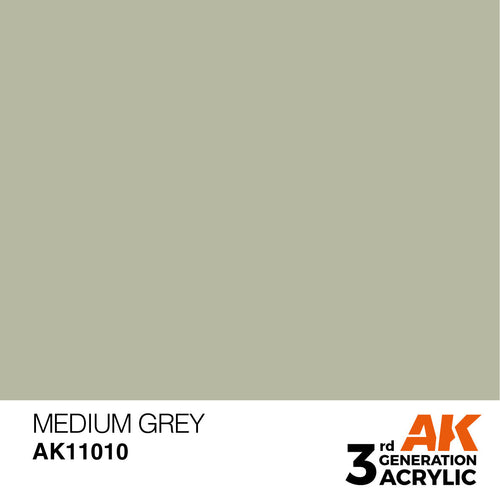 AK Interactive AK11010 Medium Grey Acrylic Paint 17ml 3rd Generation