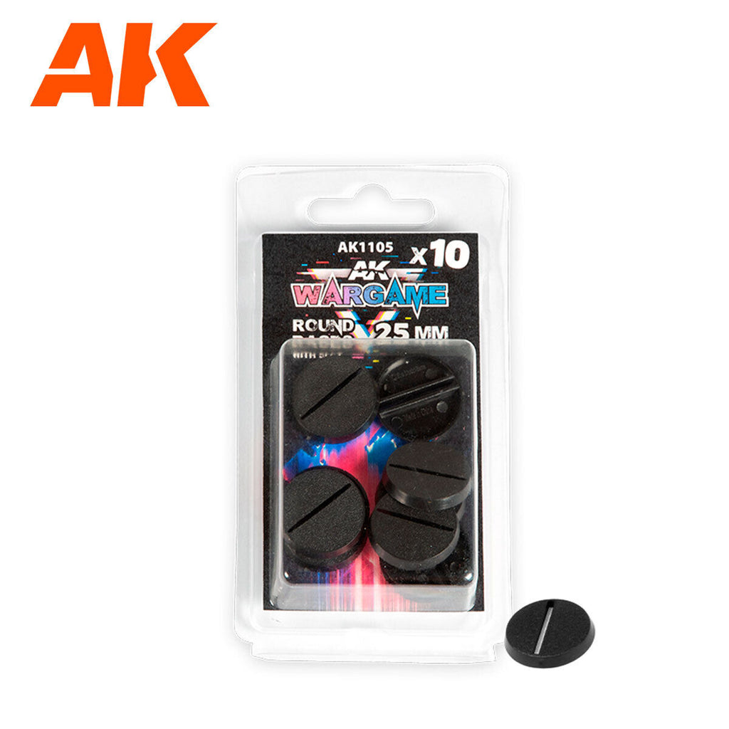 AK Interactive AK1105 Plastic Wargame Bases Round with Lip 25mm 50mm