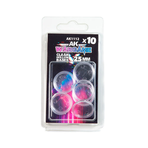 AK Interactive AK1112 Plastic Wargame Bases Clear Hollow Base 25mm 10 Units