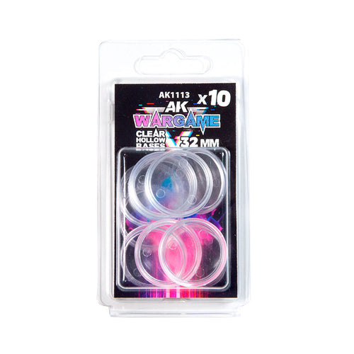 AK Interactive Plastic Wargame Bases Clear Hollow Base 32mm - 10 units