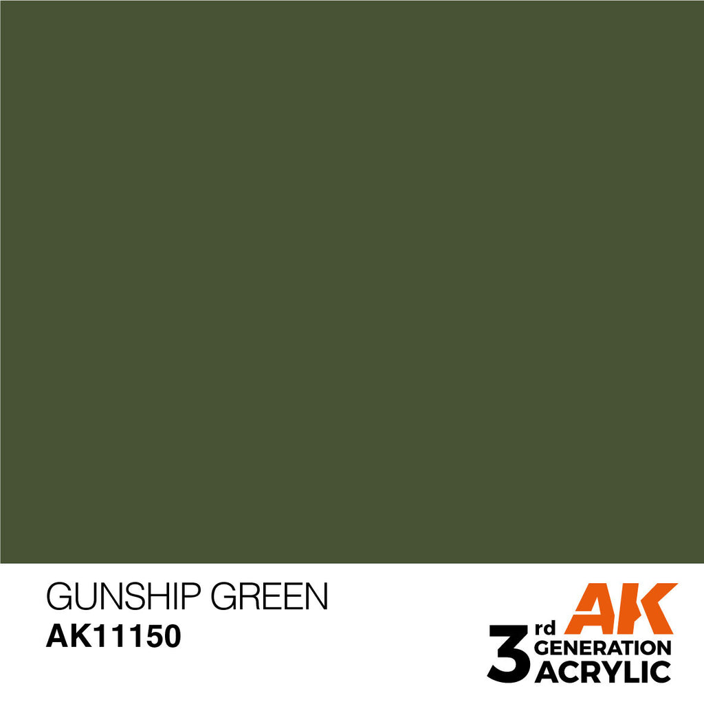 AK Interactive AK11150 Gunship Green Acrylic Paint 17ml 3rd Generation