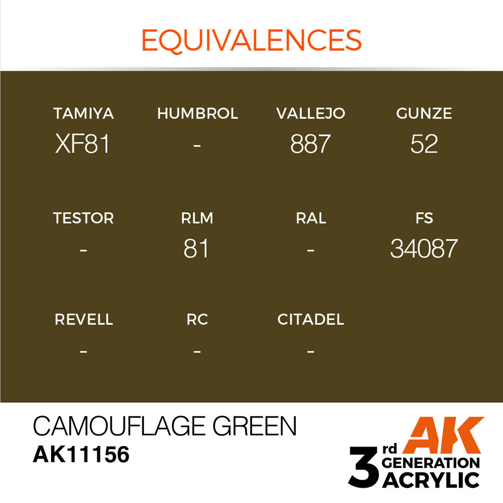 AK Interactive AK11156 Camouflage Green Acrylic Paint 17ml 3rd Generation