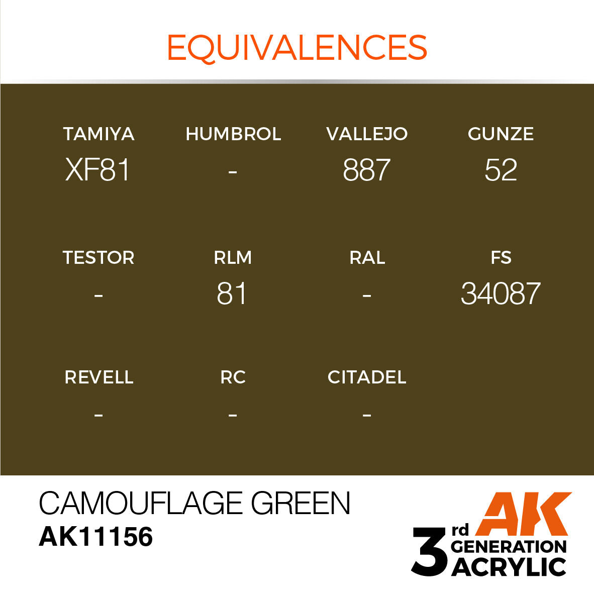 AK Interactive AK11156 Camouflage Green Acrylic Paint 17ml 3rd Generation