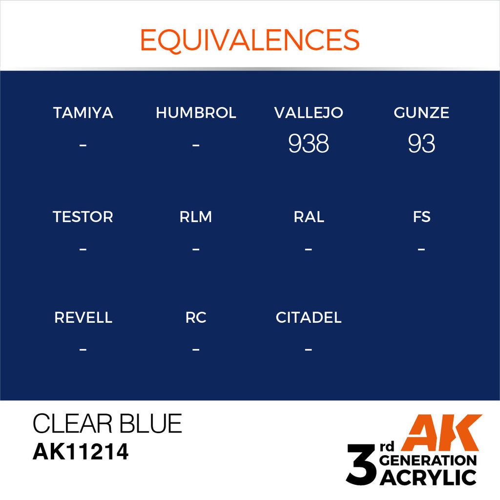AK Interactive AK11214 Clear Blue Acrylic Paint 17ml 3rd Generation