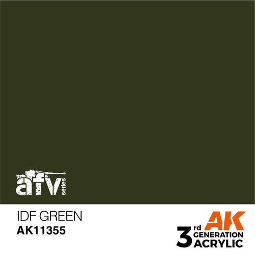 AK Interactive AFV Series IDF Green Acrylic Paint 17ml 3rd Generation (2)
