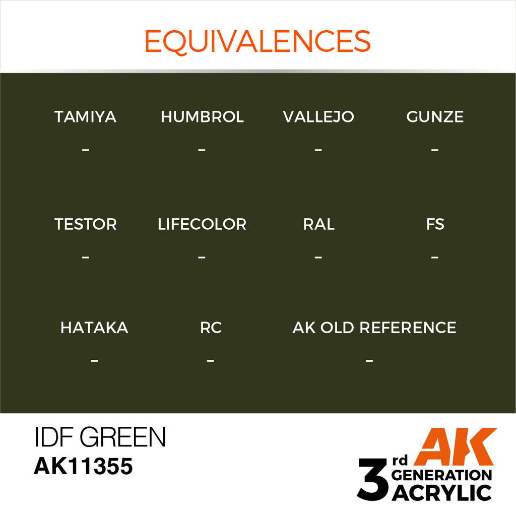 AK Interactive AFV Series IDF Green Acrylic Paint 17ml 3rd Generation (3)