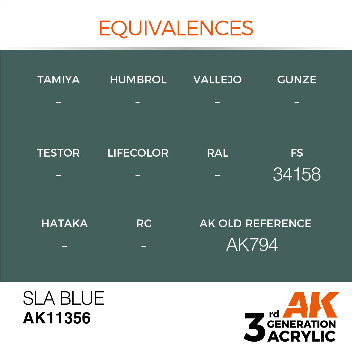 AK Interactive AK11356 AFV Series SLA Blue Acrylic Paint 17ml 3rd Generation