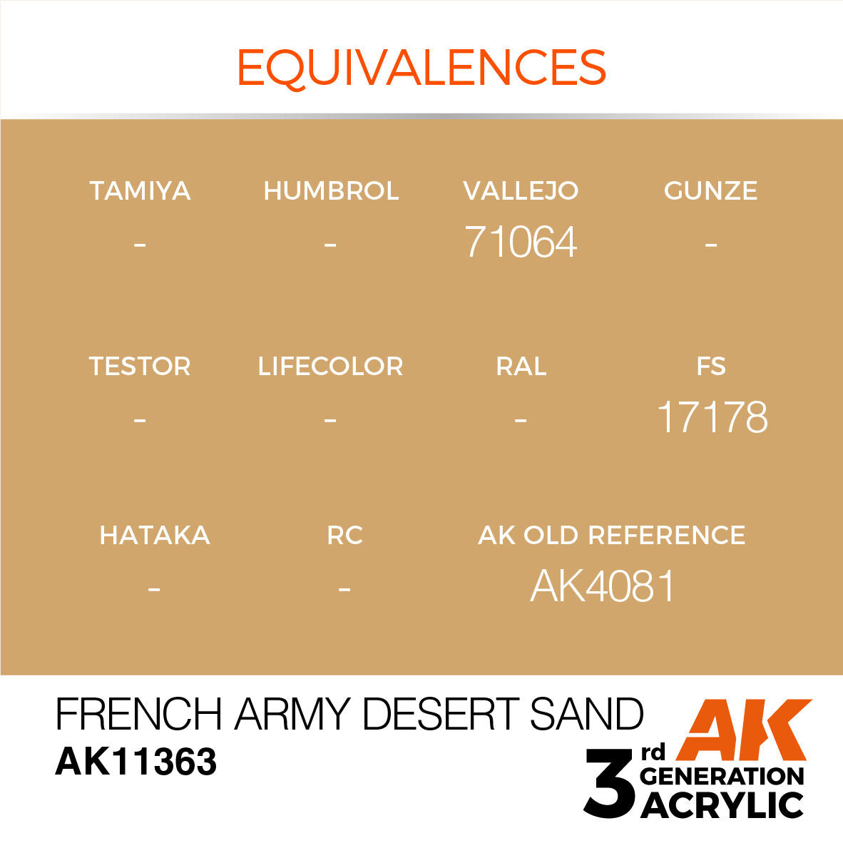 AK Interactive AFV Series French Army Desert Sand Acrylic Paint 17ml (3)