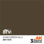 AK Interactive AK11373 AFV Series Khaki Green No.3 Acrylic Paint 17ml 3rd Generation
