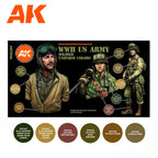 AK Interactive AK11634 Figure Series WWII US Uniforms Acrylic Paint Set 3rd Generation