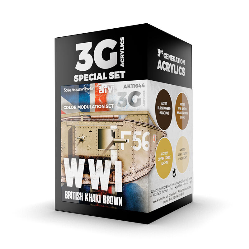 AK Interactive AK11644 AFV Series Modulation WWI British Colors Acrylic Paint Set 3rd Generation