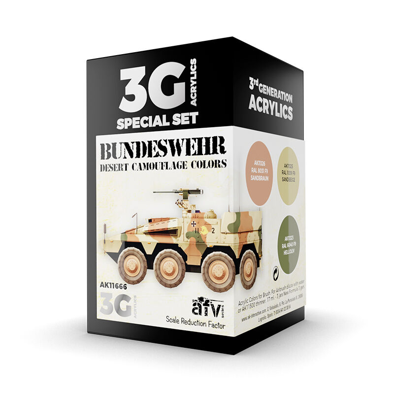 AK Interactive AK11666 AFV Series Bundeswehr Desert Colors Acrylic Paint Set 3rd Generation