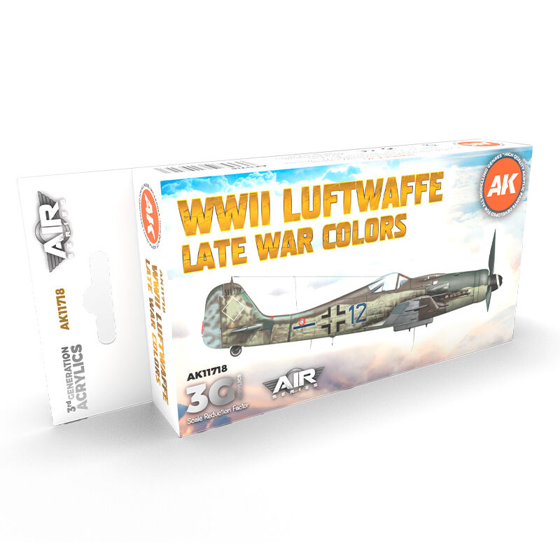 AK Interactive AK11718 Air Series WWII Luftwaffe Late War Colors Acrylic Paint Set 3rd Generation