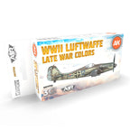 AK Interactive AK11718 Air Series WWII Luftwaffe Late War Colors Acrylic Paint Set 3rd Generation