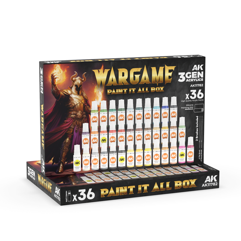 AK Interactive AK11782 Wargame Paint It All Box 36 Colours Acrylic Paint Set 3rd Generation
