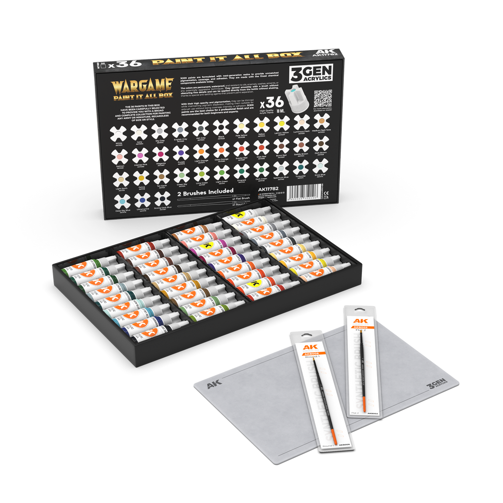 AK Interactive AK11782 Wargame Paint It All Box 36 Colours Acrylic Paint Set 3rd Generation