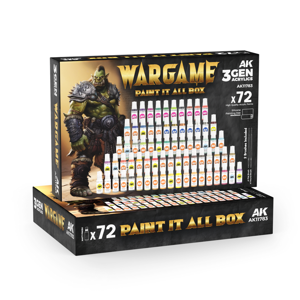 AK Interactive Wargame Paint It All Box (72 Colours) Acrylic Paint Set