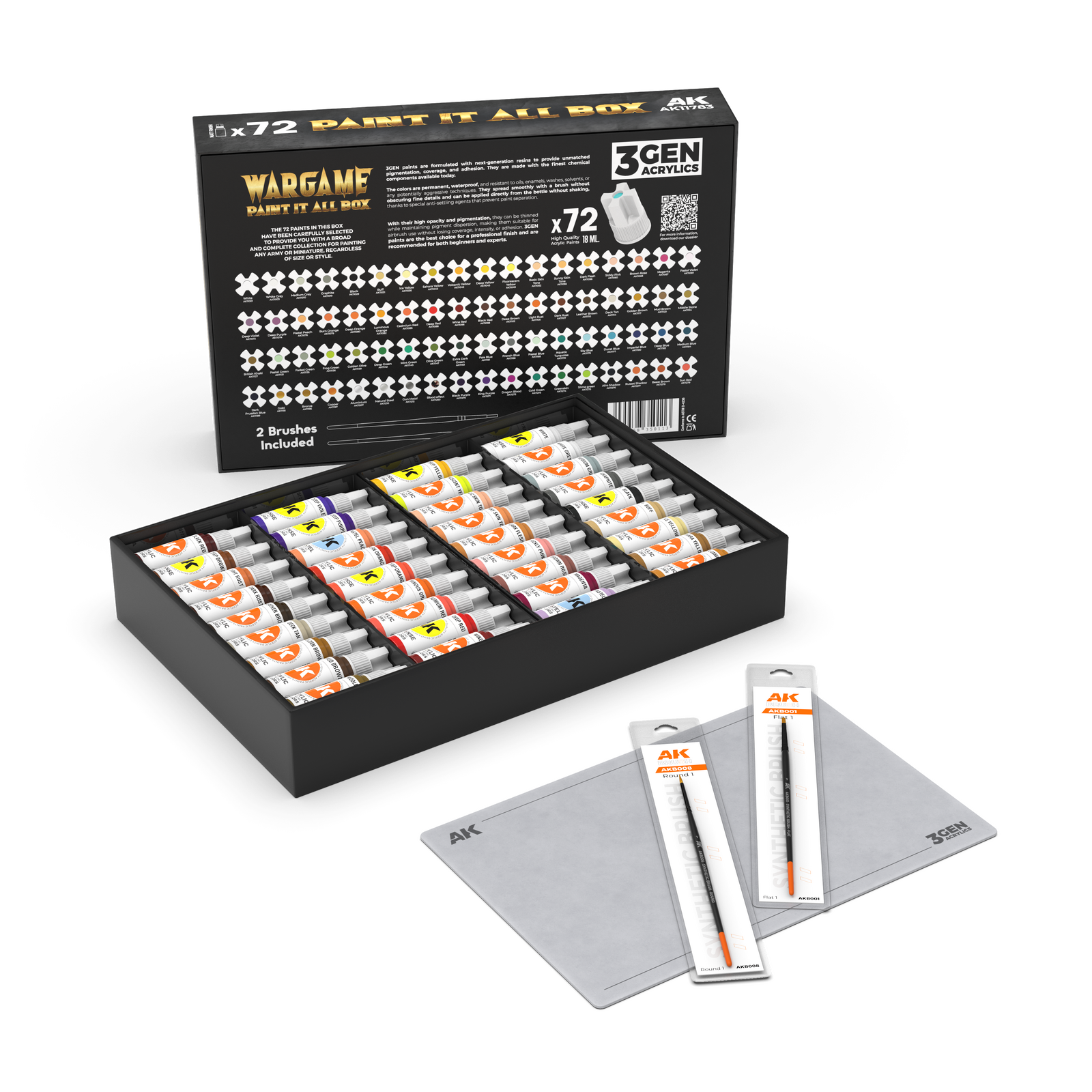 AK Interactive Wargame Paint It All Box (72 Colours) Acrylic Paint Set (2)