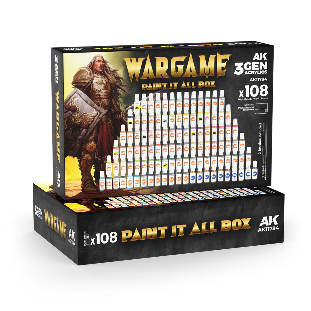 AK Interactive Wargame Paint It All Box (108 Colours) Acrylic Paint