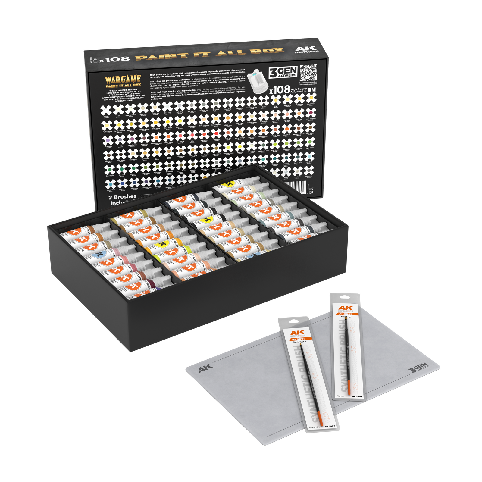 AK Interactive Wargame Paint It All Box (108 Colours) Acrylic Paint (2)