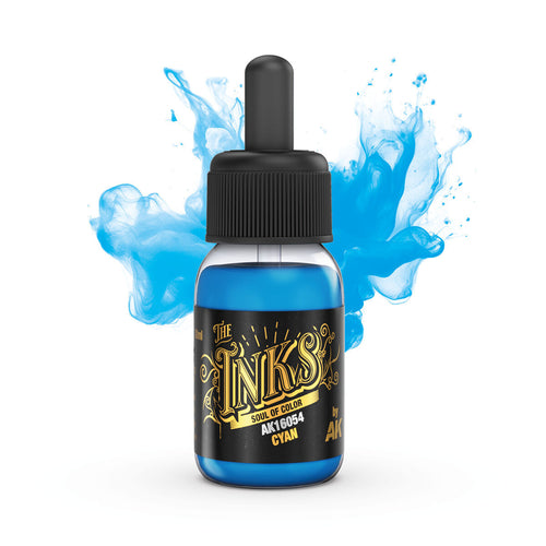 AK Interactive AK16054 The INKS Cyan 30ml Acrylic Ink