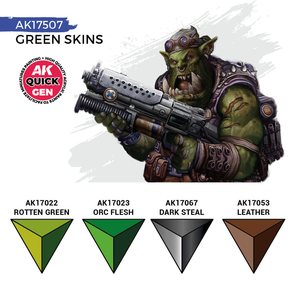 AK Interactive Quick Gen Green Skins Acrylic Paint Set (4 Colours) (3)